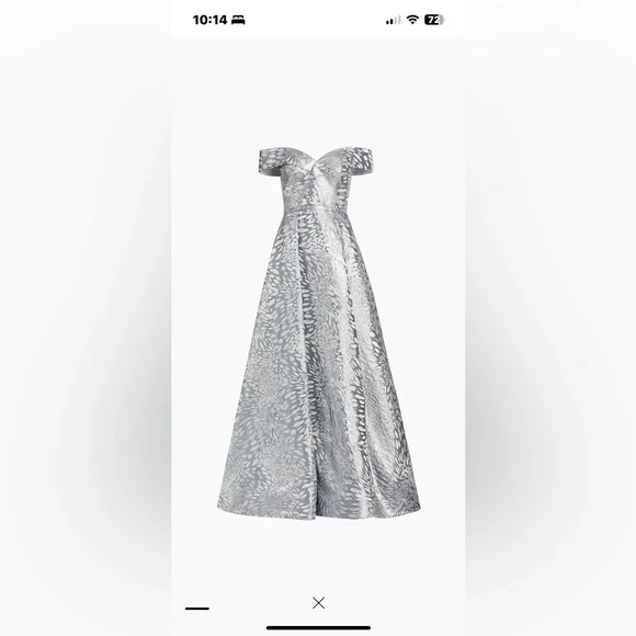 Rene Ruiz Dresses | Nwt Renee Ruiz Off The Shoulder Gown | Color: Silver | Size: 14 | Minzkee's Closet Rene Ruiz Dresses | Nwt Renee Ruiz Off The Shoulder Gown | Color: Silver | Size: 14 | Minzkee's Closet